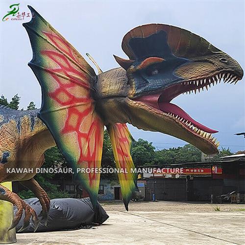 定制仿真电动恐龙大型双冠龙模型仿真动物源头厂家设计制作
