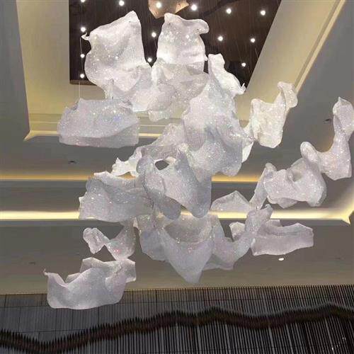 酒店大堂展厅沙盘K水晶网吊灯定高端会所别墅装饰吊灯厂家制