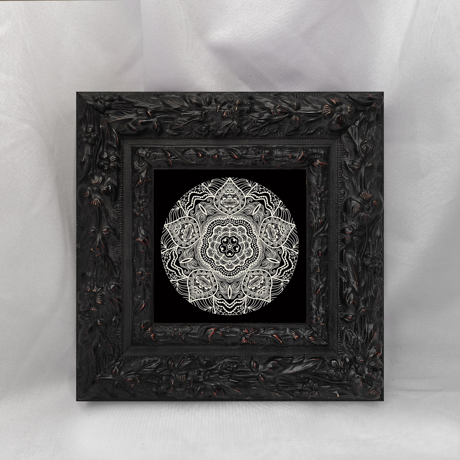 暗黑风欧式复古实木画框经典印花重工定制油画外框挂墙拼图框定制