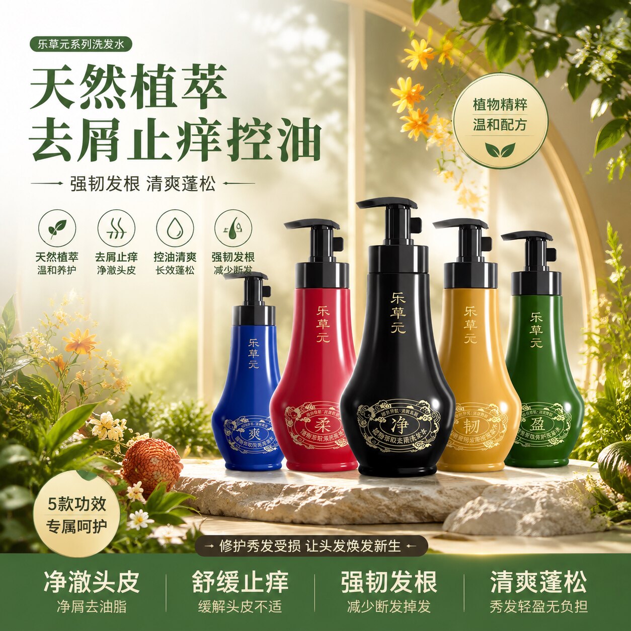 乐草元去屑止痒控油防断洗发水图片