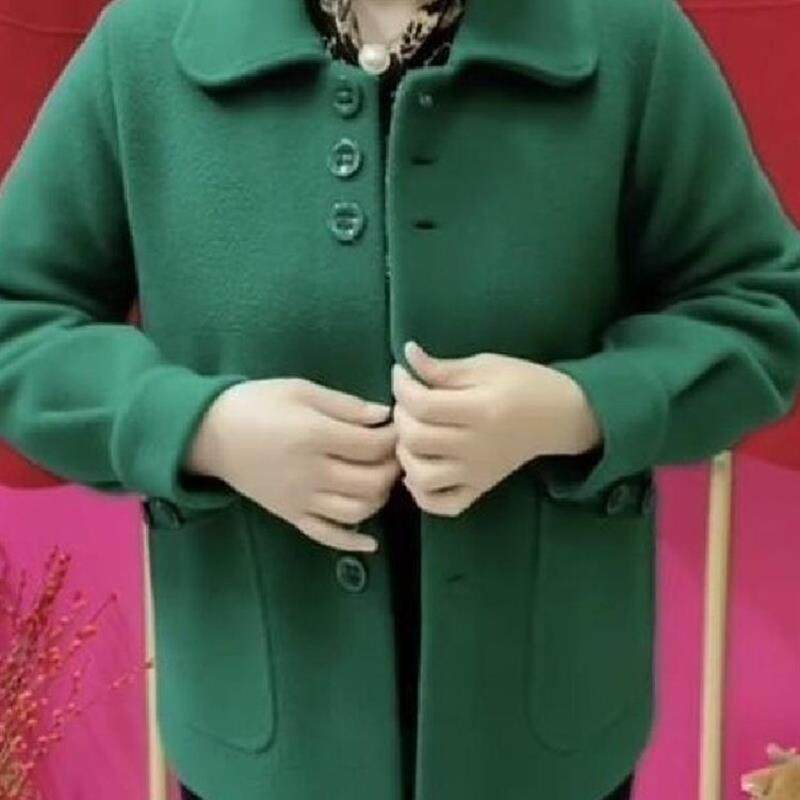 妈妈减龄漂亮洋气外套女春秋款毛呢大衣女小个子妮子开衫短款上衣