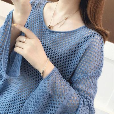针织针织品妇女加码胖毫米衬衫懒惰风格网眼衬衫宽松剪裁短风格与
