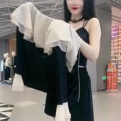 时尚 小衫 女2025春季 网红爆款 款 洋气设计感荷叶领撞色显瘦拉链外套