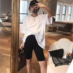 Cotton loose and versatile simple solid color short sleeve T-shirt for women