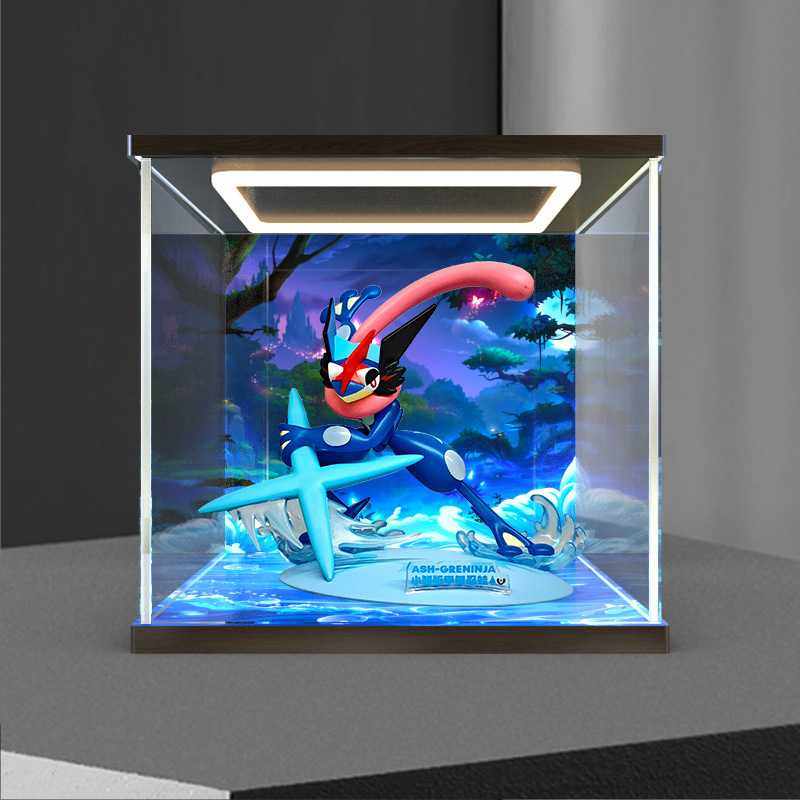 适用玩乐主义宝可梦手办小智版甲贺忍蛙公仔高清展示盒灯光收纳盒