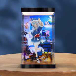 适用POP UP PARADE hololive 噶呜古拉手办亚克力高清灯光收纳盒