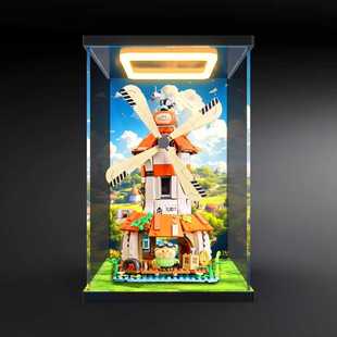 适用TOPTOY中国积木小鹦鹉BEBE郊外系列风车小屋回型灯高清收纳盒