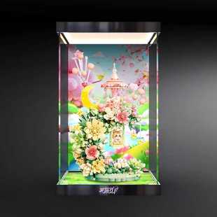 适用森宝积木花颜月下积木花手工拼装摆件模型高透明亚克力收纳盒