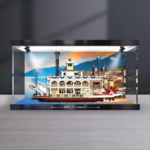 适用IDEAS系列21356运河蒸汽船积木拼装模型玩具亚克力防尘收纳盒