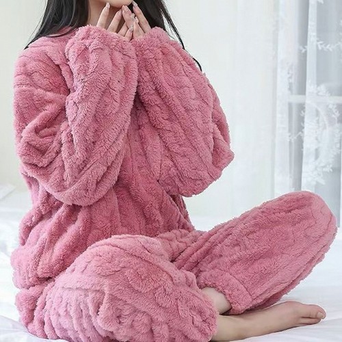 加绒加厚珊瑚绒女睡衣套装春秋冬季2025新款家居服两件套气质百搭