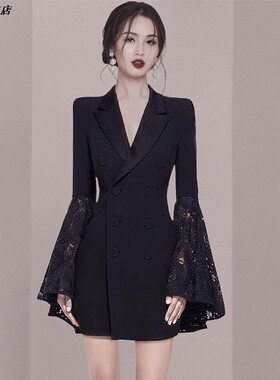 设计感欧美年欧洲站春秋季新款2026黑色外套西服时尚女女装小西装