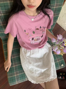 T恤女百搭好穿上衣 狗狗 士 H.ONE正品 韩系卡通印花正肩显瘦短袖