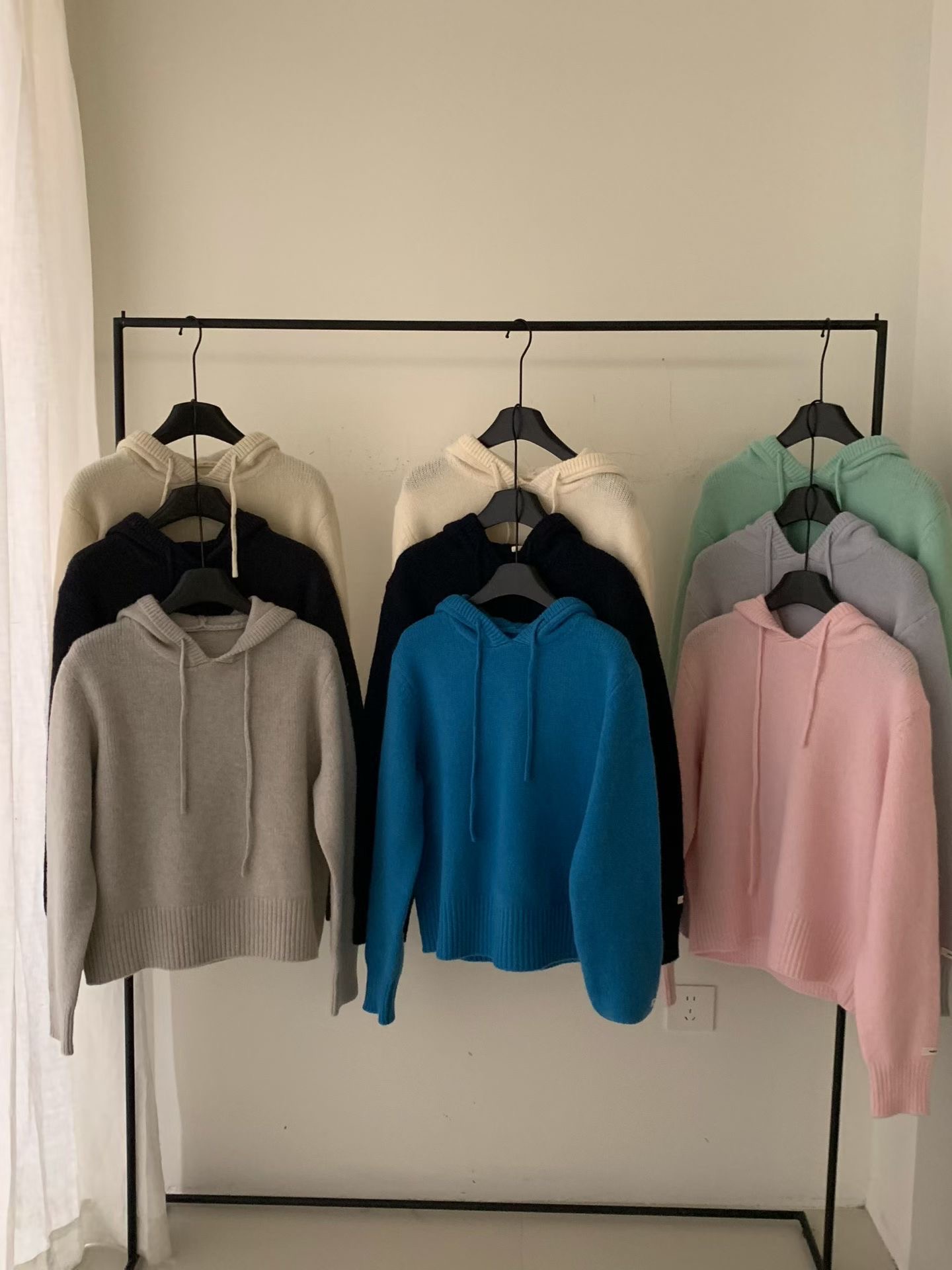 韩系慵懒风连帽针织毛衣打底上衣