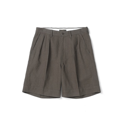 riskrider 棉麻混纺 工装裤 中高腰阔腿双褶短裤 R2410