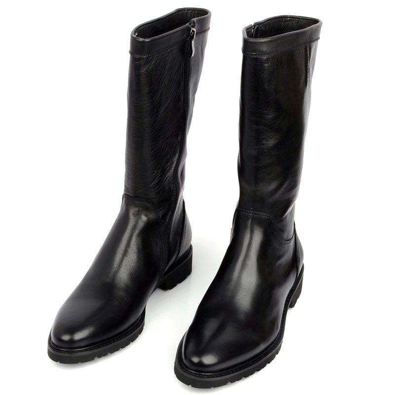 英伦欧式风格尖头高筒男靴真皮时尚骑士靴皮靴潮流马丁靴牛仔靴子