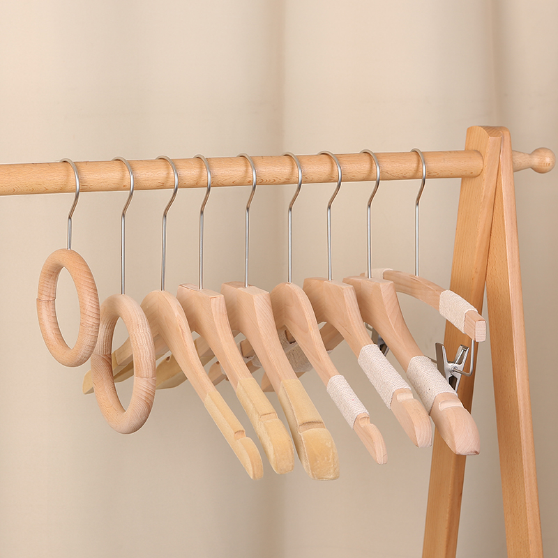 儿童女装无漆实木衣架服装店衣柜卧室环保原木衣服架裤架裤夹