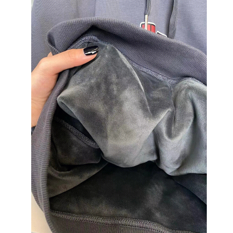 加绒卫衣女新款2025爆款时尚洋气灰色连帽加厚秋冬小个子超火外套