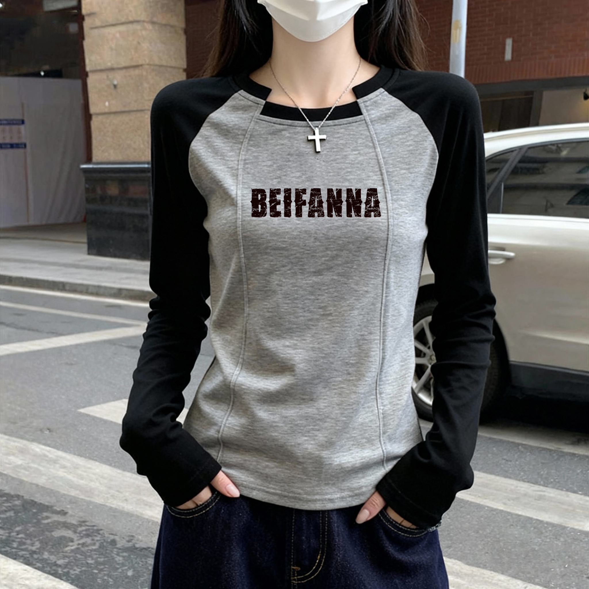 插肩长袖t恤2025新款可外穿