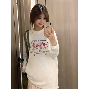 t恤女2025新款 胖mm内搭打底衫 爆款 女装 上衣秋冬加绒宽松大码 长袖