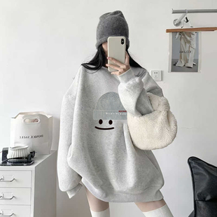 慵懒风chic卫衣女新款 加绒宽松大码 2025爆款 洋气冬季 胖mm 时尚 美式