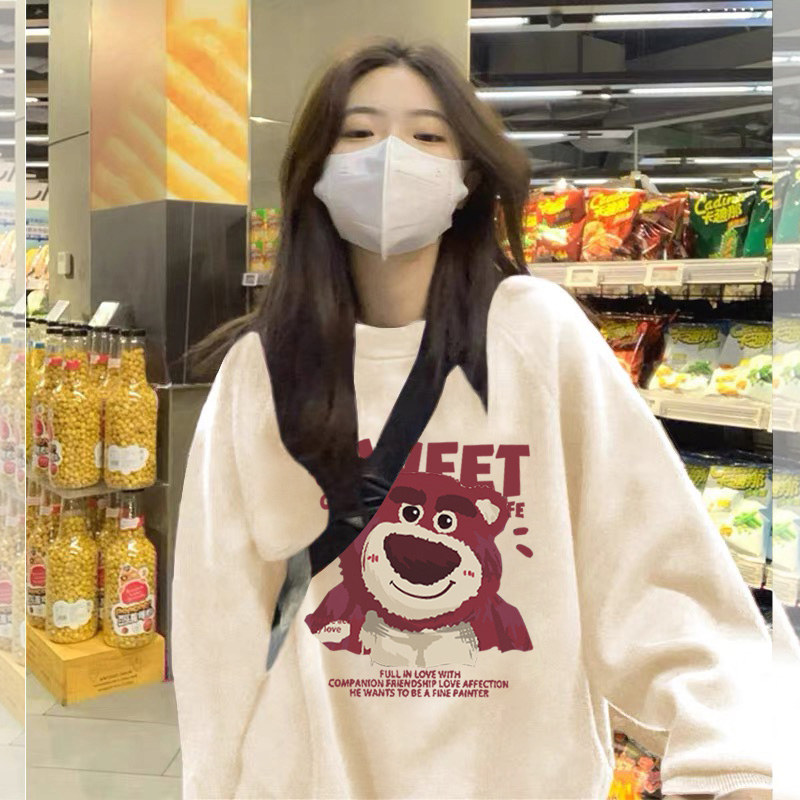 美式无帽卫衣女加绒加厚