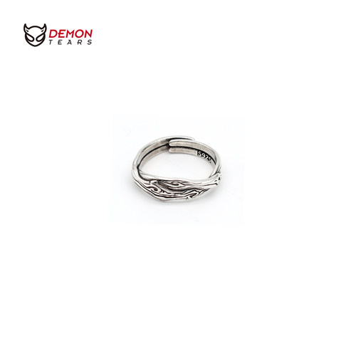 小众树藤镀银开口戒指