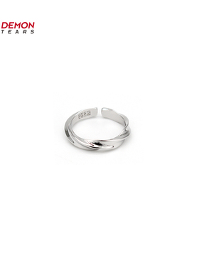 DEMONTEARS莫比乌斯镀银复古小众设计戒指男女个性开口可调节指环