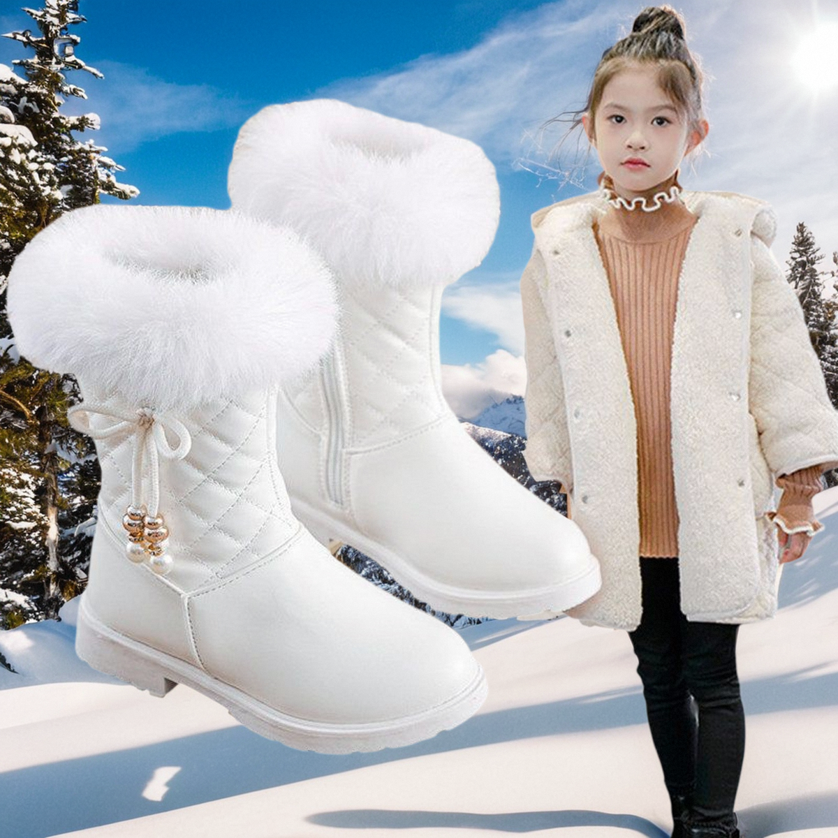 女童靴子3冬季2025新款中大童6岁加厚绒保暖公主棉靴5儿童雪地靴7,童鞋/婴儿鞋/亲子鞋,棉靴,淘宝优惠券,粉丝福利购,淘宝优惠卷