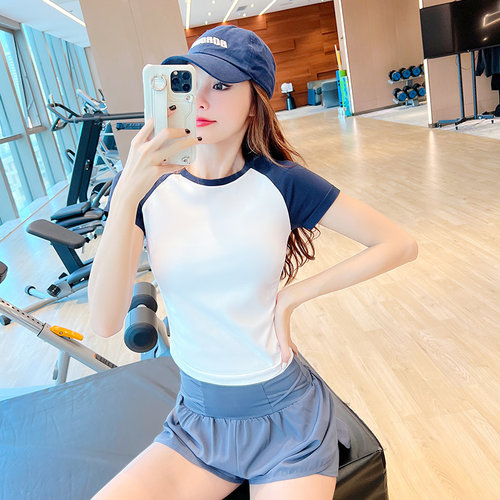运动上衣女修身显瘦跑步健身短袖