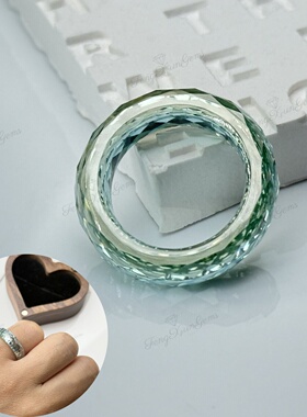100%莫桑石刻面戒指 大克拉浅绿色小众设计菱形简约款戒指 VVS1