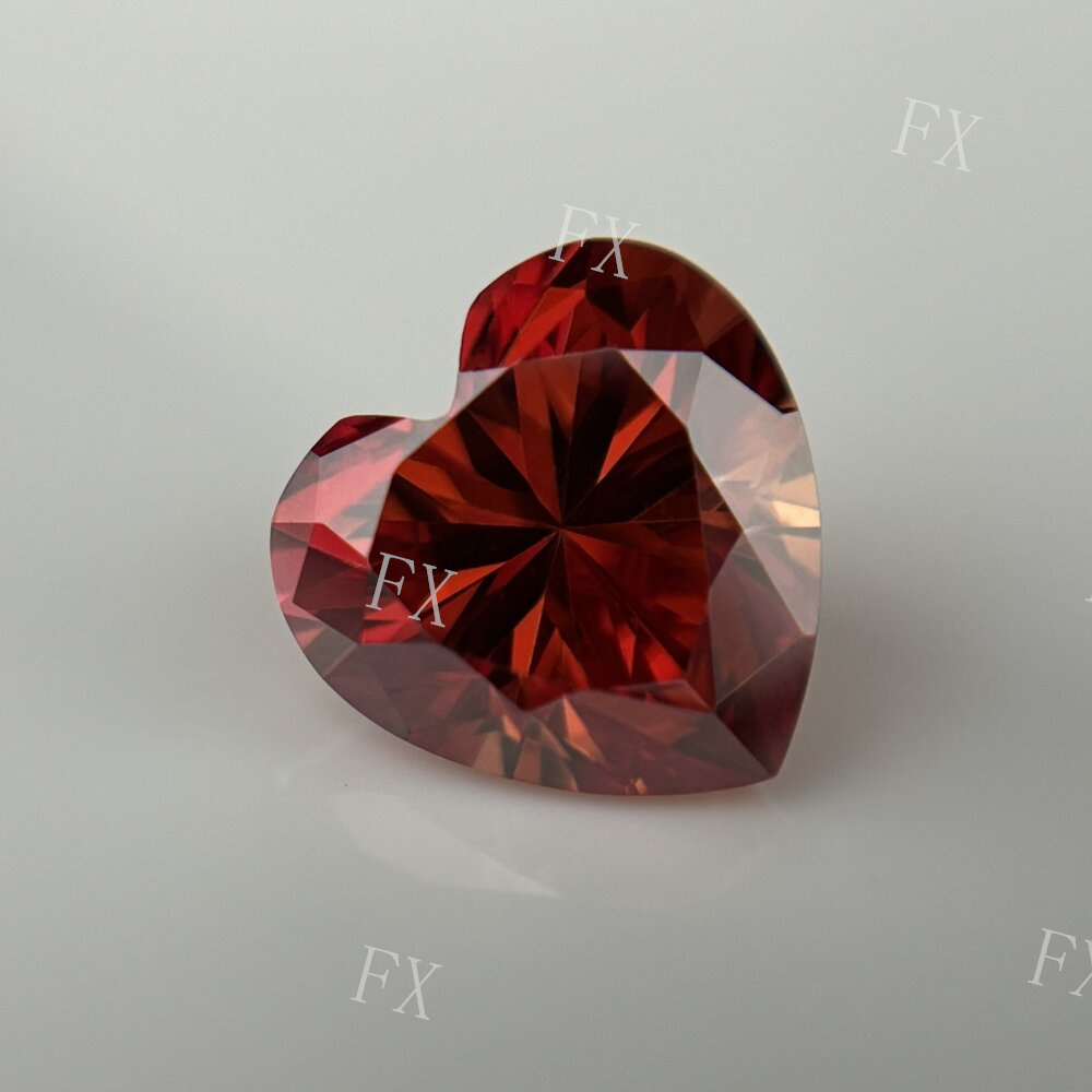心形100%莫桑钻石榴红裸石过钻笔带腰码 项链吊坠戒指DIY补钻配石