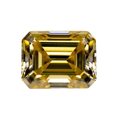 柠檬黄祖母绿切割莫桑石裸钻moissanite100%正品带腰码首饰补钻石