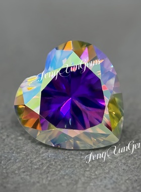 AB彩心形莫桑石裸石 戒指珠宝首饰镶嵌仿钻石DIY人造合成碳化硅石