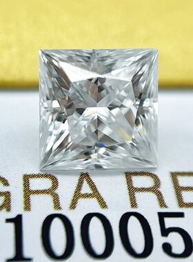 超白D色莫桑裸钻石公主方戒指镶嵌主石1克拉过钻笔有GRA证书