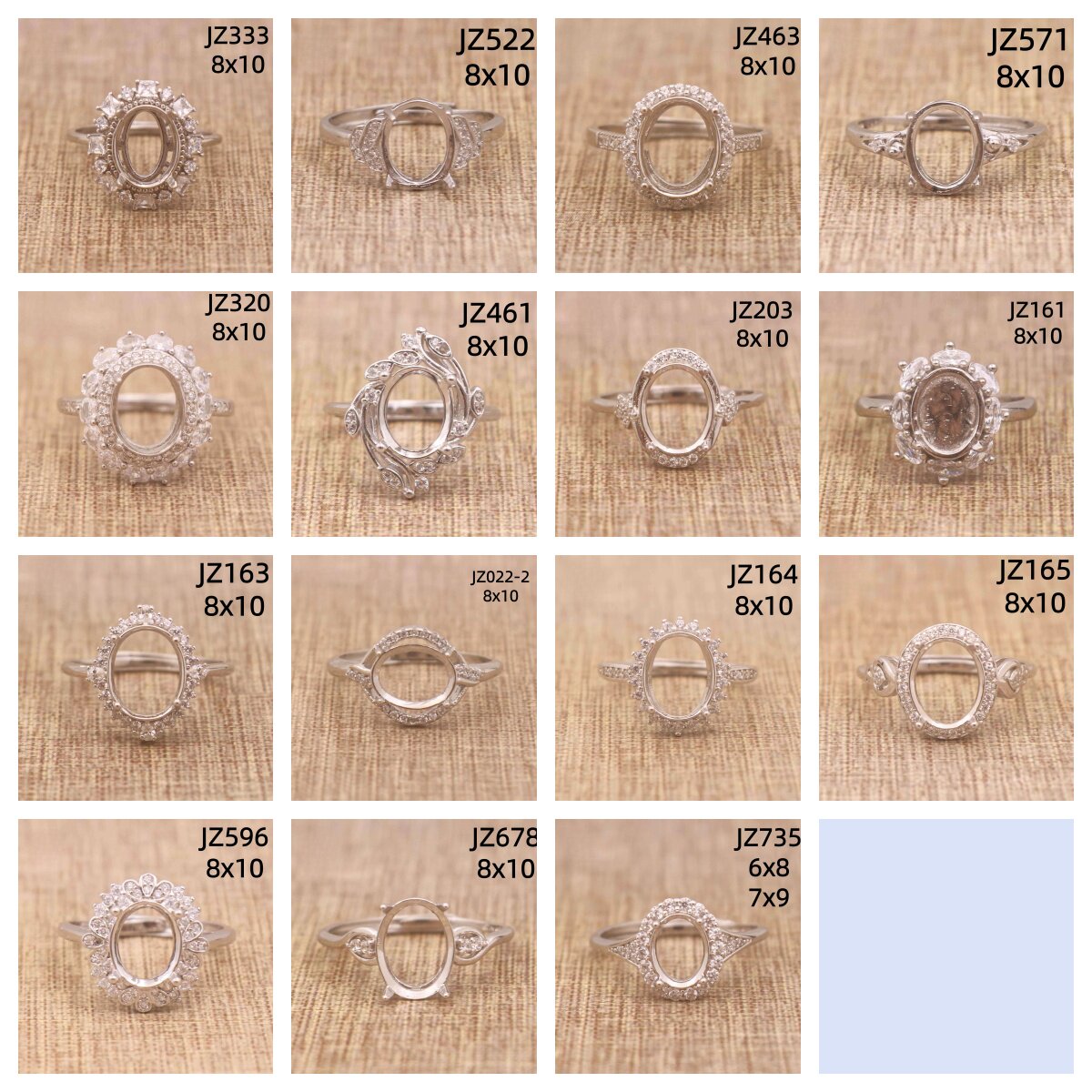 8x10mm 3克拉 925纯银戒指空托 豪华蛋形椭圆代加工镶嵌戒托 活口