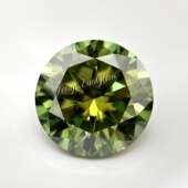 证书 圆形莫桑石裸钻八心八箭黄绿色裸石 过钻笔带腰码 首饰配石