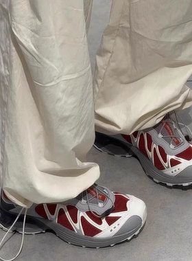 2025新款 高品 灰红色 户外登山徒步鞋 透气休闲鞋 男女同款鞋