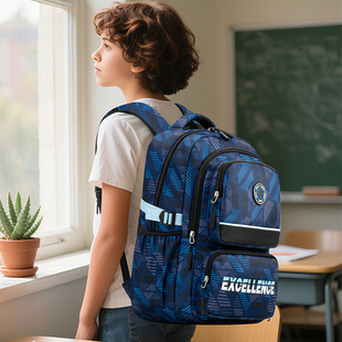 新款初中生书包小学生男孩女1-3-6年级儿童双肩背包大容量耐脏