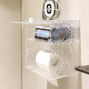 亚克力卫生间纸巾盒卫生巾收纳盒免打孔抽纸卷纸壁挂式浴室置物架