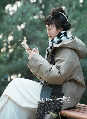 DAWANG | 【加法】设计师高定新款女士中长款连帽皮草鹅绒服25615