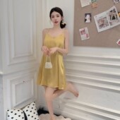 女士连衣裙缎面 睡裙简约宽松中长款 专柜款 仿真丝吊带裙冰丝夏季
