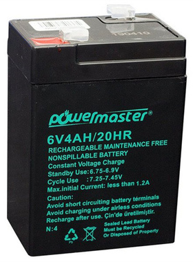 powermaster 6V4AH/20HR免维护可充电蓄电池