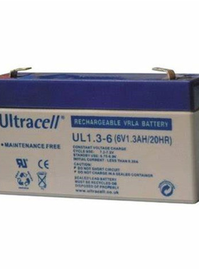 Ultracell蓄电池UL1.3-6 6V1.3AH/20HR免维护可充电蓄电池