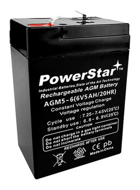 POWERSTAR AGM5-6 6V5AH/20HR免维护可充电铅酸蓄电池