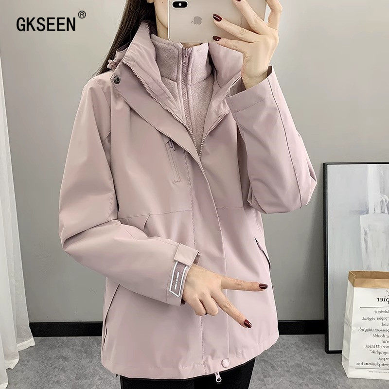 冲锋衣外套女2025新款时尚百搭三合一可拆卸防风防水加厚滑雪服男