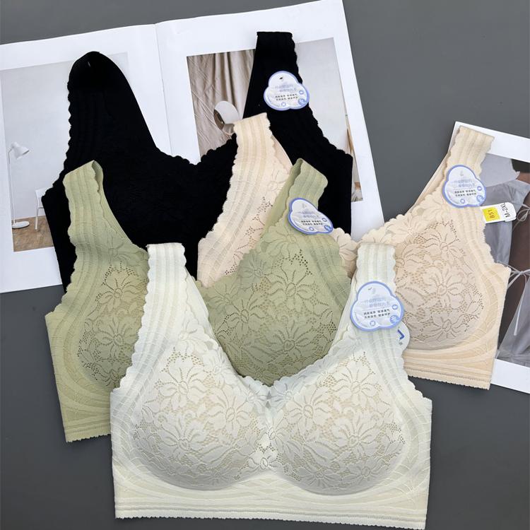 桑蚕丝蕾丝700内衣女宽肩带背心式小胸聚拢收副乳无钢圈美背文胸