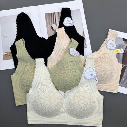 桑蚕丝蕾丝700内衣女宽肩带背心式小胸聚拢收副乳无钢圈美背文胸