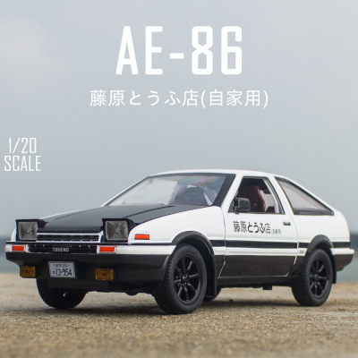 建元1/20丰卡罗拉AE86仿真合金汽车模型玩具摆件田声光回力车模