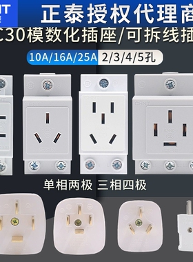 正泰模数化导轨插座AC30空开配电箱二三极10A四五孔插头16A 25A