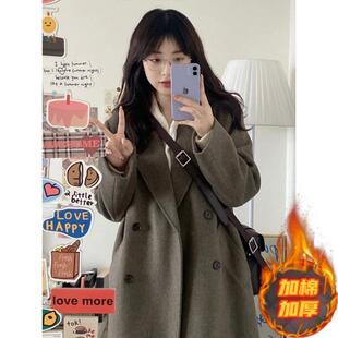 现货毛呢外套女小个子2025新款秋冬季高级感韩系加厚正肩呢子大衣